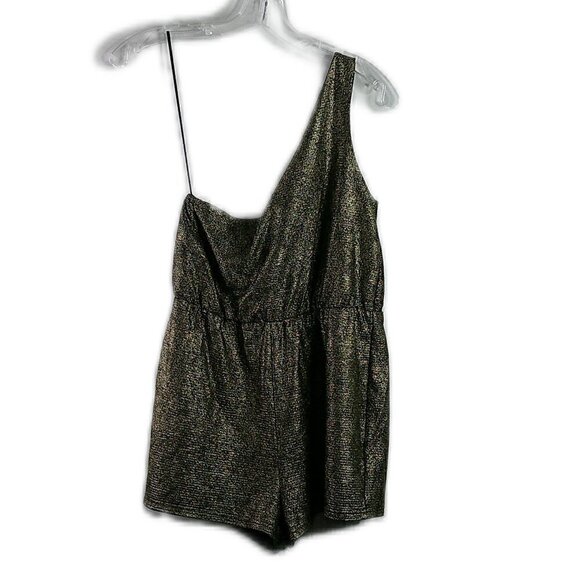 Silence + Noise - One Shoulder Gold/Black Romper - Small - Picture 1 of 6